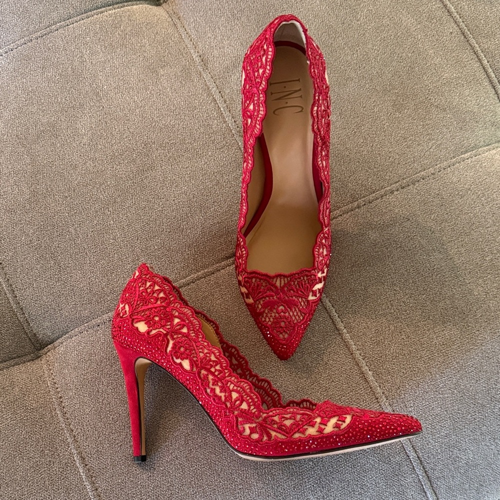 INC International Concepts Red Lace Pointed Heels